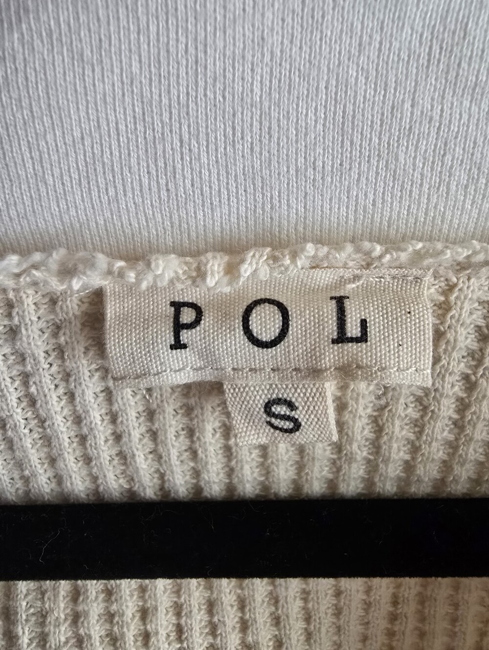 POL Oversized Patchwork Waffle Knit Raw Seam Top Small NWOT - Picture 7 of 7